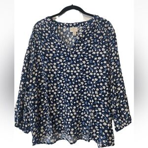NWOT St. John’s Bay Floral Blouse Navy Print Size XXL